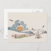 Grimmiger Sensenmann Jack O' Lantern Bat Campfire Postkarte (Vorne/Hinten)