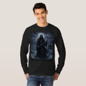 Grimmiger Sensenmann langen Ärmel Halloween T - Sh T-Shirt (Vorne ganz)