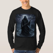 Grimmiger Sensenmann langen Ärmel Halloween T - Sh T-Shirt (Vorderseite)