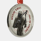Grimmiger Sensenmann Merry Xmas Ornament Charm Aus Metall (Rechts)