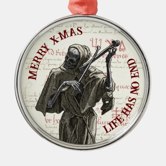 Grimmiger Sensenmann Merry Xmas Ornament Charm Aus Metall (Vorne)