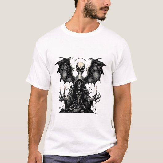 Grimmiger Sensenmann mit Bat Wings and Candles - D T-Shirt (Vorderseite)