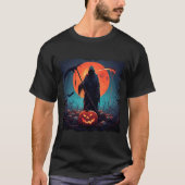 Grimmiger Sensenmann mit Halloween Pumpkin und Vol T-Shirt (Vorderseite)
