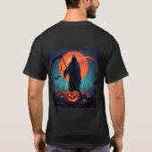 Grimmiger Sensenmann mit Halloween Pumpkin und Vol T-Shirt (Rückseite)