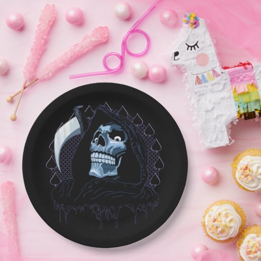 Grimmiger Sensenmann Pappteller (Party)