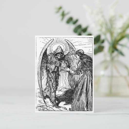 Grimmiger Sensenmann Postkarte (Stehend Vorderseite)