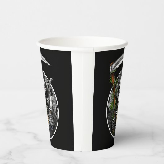 Grimmiger Sensenmann Rauchen Papiertasse Pappbecher (Rechts)