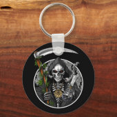 Grimmiger Sensenmann Rauchen Unkraut Schlüsselanhä Schlüsselanhänger (Vorderseite)