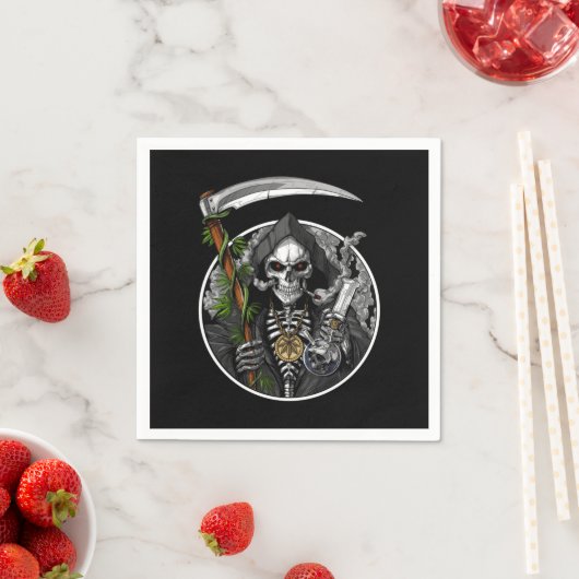 Grimmiger Sensenmann Rauchen Unkrautpapier Napkins Serviette (Beispiel)