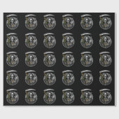 Grimmiger Sensenmann rauchend Unkraut beängstigend Geschenkpapier (Flach)