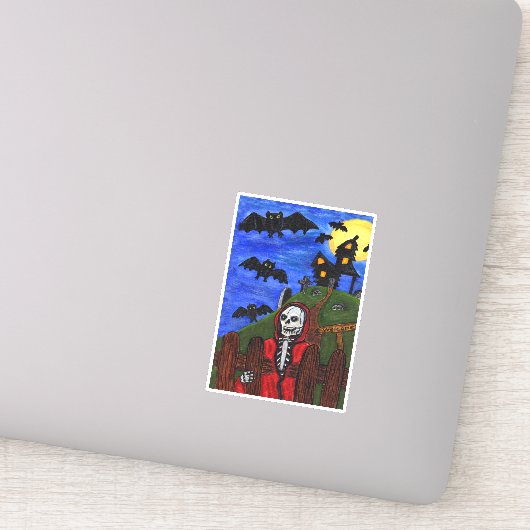 Grimmiger Sensenmann Rotes Kaps Spuk Hausmänner Mo Aufkleber (Detail)