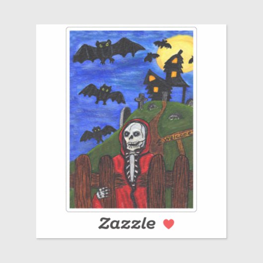 Grimmiger Sensenmann Rotes Kaps Spuk Hausmänner Mo Aufkleber (Blatt)