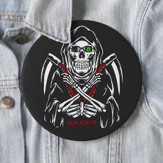 Grimmiger Sensenmann Scythe Death Skelettknochen H Button (Beispiel)