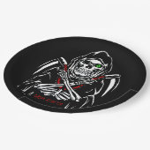 Grimmiger Sensenmann Scythe Death Skelettknochen H Pappteller (Schrägansicht)