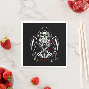 Grimmiger Sensenmann Scythe Death Skelettknochen H Serviette