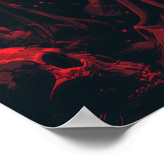 Grimmiger Sensenmann sitzt auf Thronplakat Poster (Ecke)