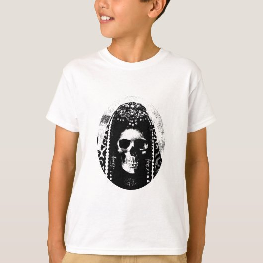 Grimmiger Sensenmann Skull-Design T-Shirt (Vorderseite)