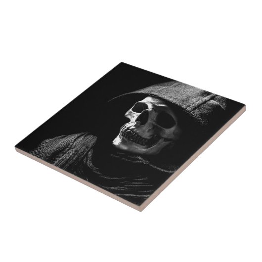 Grimmiger Sensenmann Skull Fliese (Seite)