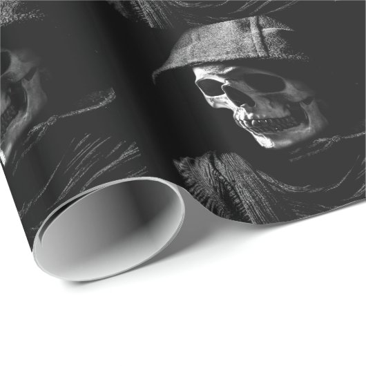 Grimmiger Sensenmann Skull Geschenkpapier (Rolleneckpunkt)