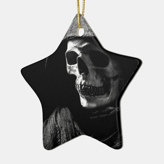 Grimmiger Sensenmann Skull Keramikornament (Links)