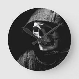 Grimmiger Sensenmann Skull Runde Wanduhr