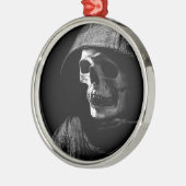 Grimmiger Sensenmann Skull Silbernes Ornament (Links)