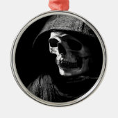 Grimmiger Sensenmann Skull Silbernes Ornament (Vorne)