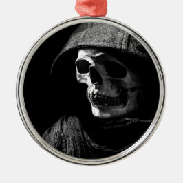 Grimmiger Sensenmann Skull Silbernes Ornament