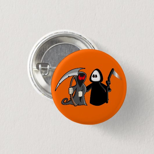 Grimmiger Sensenmann-Todesknopf Button (Vorne & Hinten)
