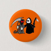 Grimmiger Sensenmann-Todesknopf Button (Vorderseite)