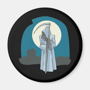 Grimmiger Sensenmann und Mond Magnet