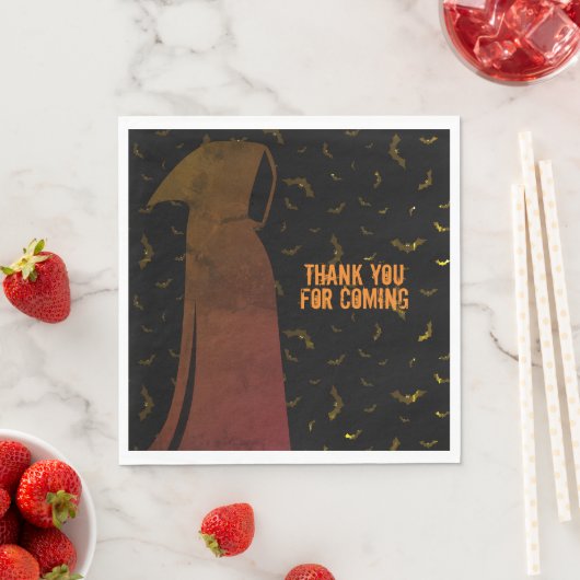 Grimmiger Sensenmann verhüllte, graue Fledermausai Serviette (Beispiel)