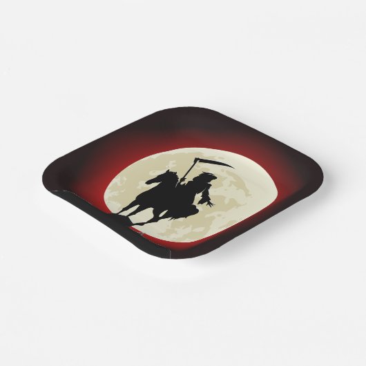 Grimmiger Sensenmann Vollmond Pappteller (Gewinkelt)