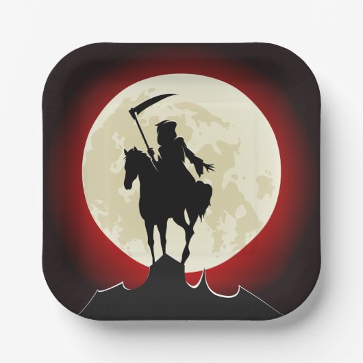 Grimmiger Sensenmann Vollmond Pappteller (Vorderseite)