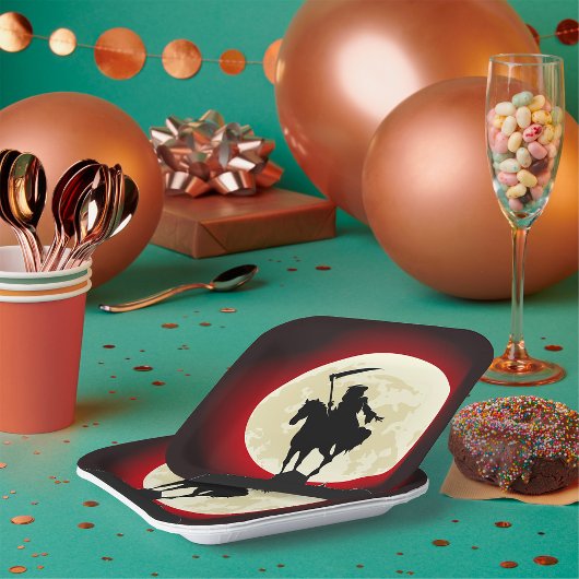 Grimmiger Sensenmann Vollmond Pappteller