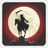 Grimmiger Sensenmann Vollmond Quadratischer Aufkleber (Vorderseite)