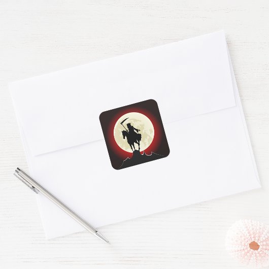 Grimmiger Sensenmann Vollmond Quadratischer Aufkleber