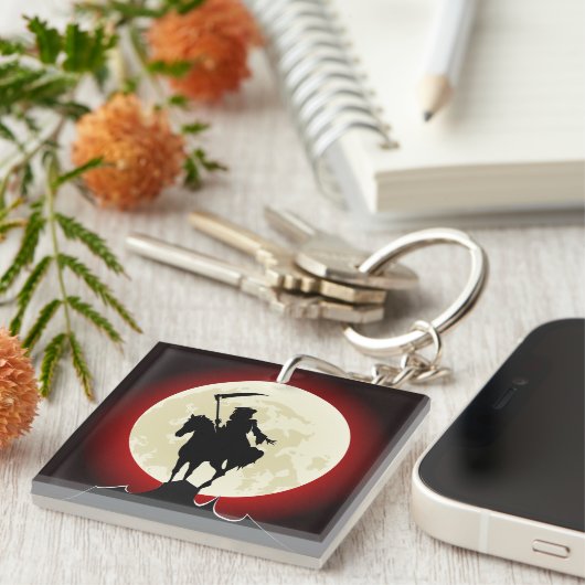 Grimmiger Sensenmann Vollmond Schlüsselanhänger (Vorderseite rechts)