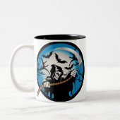 Grimmiger Sensenmann Zweifarbige Tasse (Links)