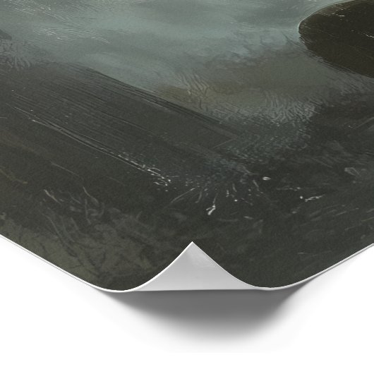 Grimmiges Halloween-Sensenmann mit Vollmond-Design Poster (Ecke)