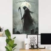 Grimmiges Halloween-Sensenmann mit Vollmond-Design Poster (Heimbüro)