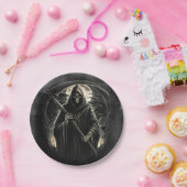 Grimmiges Sensenmann Black Grunge Halloween Kostüm Pappteller (Party)