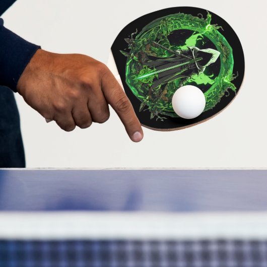 grimmiges Sensenmann-Emblem in grün6 Tischtennis Schläger (InSitu)