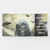 Grimmiges Sensenmann Halloween-Party Banner (Horizontal)