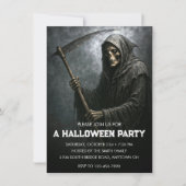 Grimmiges Sensenmann Halloween-Party Einladung (Vorderseite)