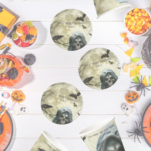 Grimmiges Sensenmann Halloween-Party Runder Pappuntersetzer