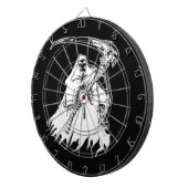 Grimmiges Sensenmann-Pfeil-Schwarzweiss-Brett Dartscheibe (Vorderseite rechts)