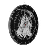 Grimmiges Sensenmann-Pfeil-Schwarzweiss-Brett Dartscheibe (Vorderseite Links)