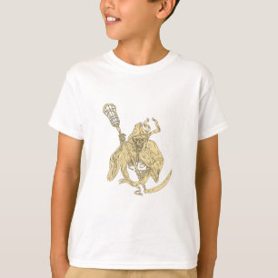 Grimmiges Sensenmannlacrosse-Stock-Zeichnen T-Shirt
