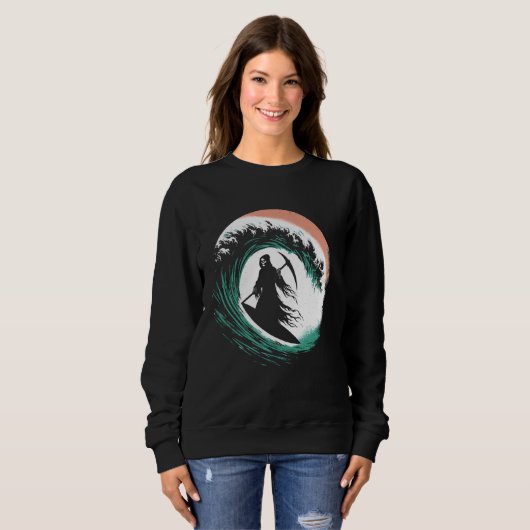 Grimmiges Surfen im Sensenmann - unheimlich Hallow Sweatshirt (Vorne ganz)